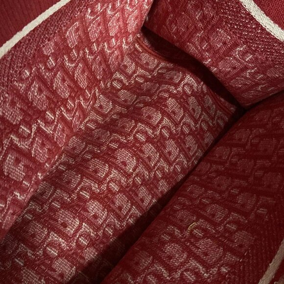 Auth DIOR/ChristianDior Book Tote Large Bag - White Red Jacquard Tote Bag - Picture 13 of 16
